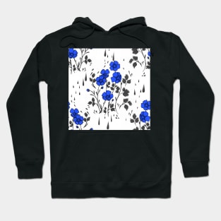 White and Blue Flower Pattern Hoodie